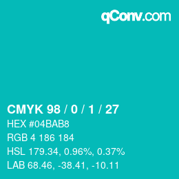 Color code: CMYK 98 / 0 / 1 / 27 | qconv.com