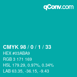 Color code: CMYK 98 / 0 / 1 / 33 | qconv.com
