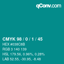 Color code: CMYK 98 / 0 / 1 / 45 | qconv.com