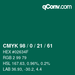 Color code: CMYK 98 / 0 / 21 / 61 | qconv.com