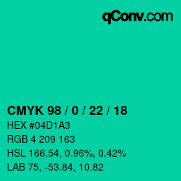 Color code: CMYK 98 / 0 / 22 / 18 | qconv.com