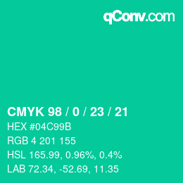 Color code: CMYK 98 / 0 / 23 / 21 | qconv.com