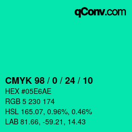 カラーコード: CMYK 98 / 0 / 24 / 10 | qconv.com