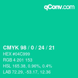 Color code: CMYK 98 / 0 / 24 / 21 | qconv.com