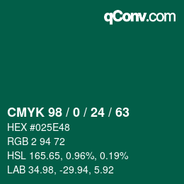 カラーコード: CMYK 98 / 0 / 24 / 63 | qconv.com