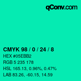 Color code: CMYK 98 / 0 / 24 / 8 | qconv.com