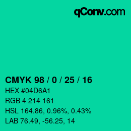 Color code: CMYK 98 / 0 / 25 / 16 | qconv.com