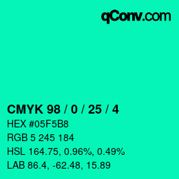 カラーコード: CMYK 98 / 0 / 25 / 4 | qconv.com