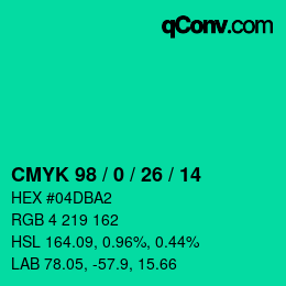 颜色代码: CMYK 98 / 0 / 26 / 14 | qconv.com