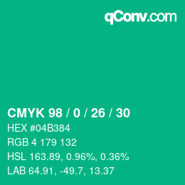 Color code: CMYK 98 / 0 / 26 / 30 | qconv.com