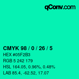 Color code: CMYK 98 / 0 / 26 / 5 | qconv.com