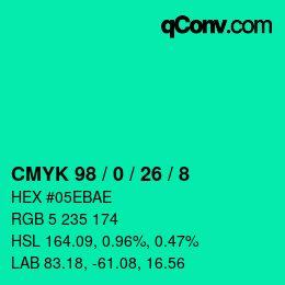 カラーコード: CMYK 98 / 0 / 26 / 8 | qconv.com