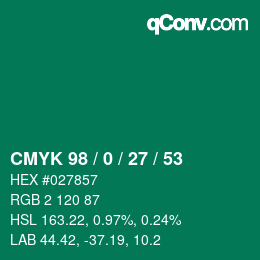 Color code: CMYK 98 / 0 / 27 / 53 | qconv.com
