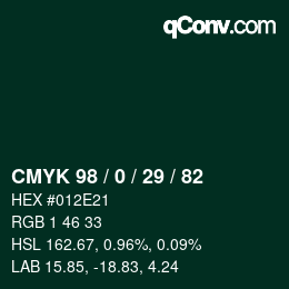 Color code: CMYK 98 / 0 / 29 / 82 | qconv.com