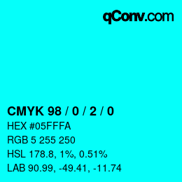 Farbcode: CMYK 98 / 0 / 2 / 0 | qconv.com