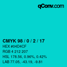 カラーコード: CMYK 98 / 0 / 2 / 17 | qconv.com