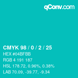 Color code: CMYK 98 / 0 / 2 / 25 | qconv.com