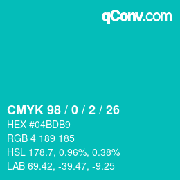 Color code: CMYK 98 / 0 / 2 / 26 | qconv.com