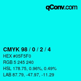 Color code: CMYK 98 / 0 / 2 / 4 | qconv.com