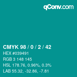 Color code: CMYK 98 / 0 / 2 / 42 | qconv.com