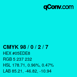 Color code: CMYK 98 / 0 / 2 / 7 | qconv.com