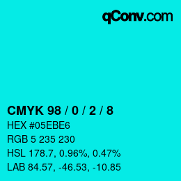 カラーコード: CMYK 98 / 0 / 2 / 8 | qconv.com