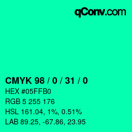 Color code: CMYK 98 / 0 / 31 / 0 | qconv.com
