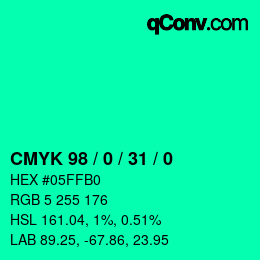 Color code: CMYK 98 / 0 / 31 / 0 | qconv.com