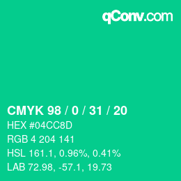 Color code: CMYK 98 / 0 / 31 / 20 | qconv.com