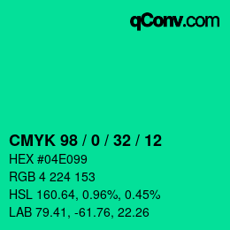 Color code: CMYK 98 / 0 / 32 / 12 | qconv.com