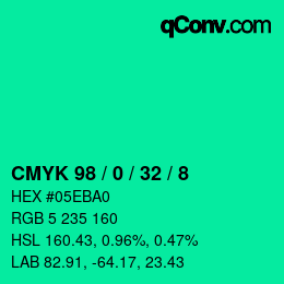Color code: CMYK 98 / 0 / 32 / 8 | qconv.com