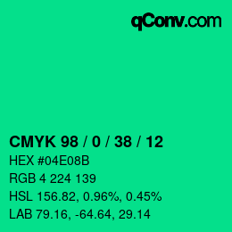 Color code: CMYK 98 / 0 / 38 / 12 | qconv.com