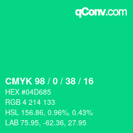 颜色代码: CMYK 98 / 0 / 38 / 16 | qconv.com