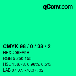 Color code: CMYK 98 / 0 / 38 / 2 | qconv.com