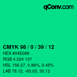 Código de color: CMYK 98 / 0 / 39 / 12 | qconv.com