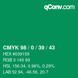 Color code: CMYK 98 / 0 / 39 / 43 | qconv.com
