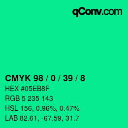 Color code: CMYK 98 / 0 / 39 / 8 | qconv.com