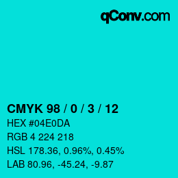 Color code: CMYK 98 / 0 / 3 / 12 | qconv.com