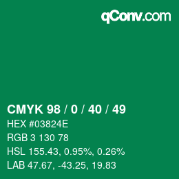 Código de color: CMYK 98 / 0 / 40 / 49 | qconv.com