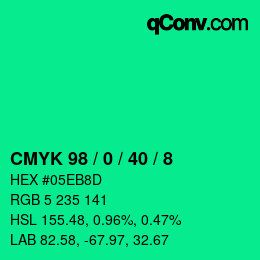 カラーコード: CMYK 98 / 0 / 40 / 8 | qconv.com