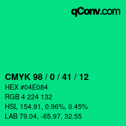 Color code: CMYK 98 / 0 / 41 / 12 | qconv.com