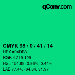 Color code: CMYK 98 / 0 / 41 / 14 | qconv.com