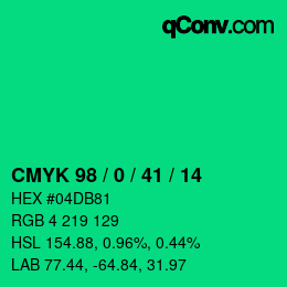颜色代码: CMYK 98 / 0 / 41 / 14 | qconv.com