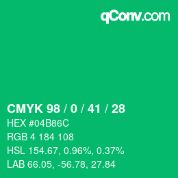Color code: CMYK 98 / 0 / 41 / 28 | qconv.com