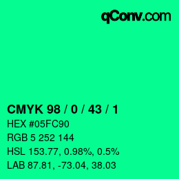 Color code: CMYK 98 / 0 / 43 / 1 | qconv.com
