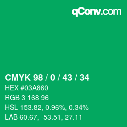 Color code: CMYK 98 / 0 / 43 / 34 | qconv.com