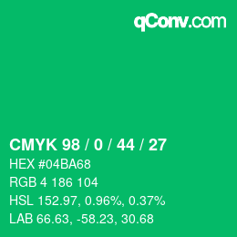 Color code: CMYK 98 / 0 / 44 / 27 | qconv.com