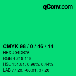 Farbcode: CMYK 98 / 0 / 46 / 14 | qconv.com