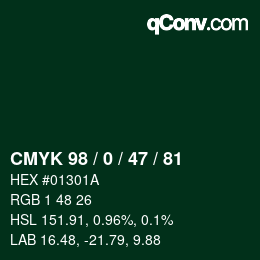 Color code: CMYK 98 / 0 / 47 / 81 | qconv.com