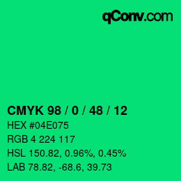 Color code: CMYK 98 / 0 / 48 / 12 | qconv.com